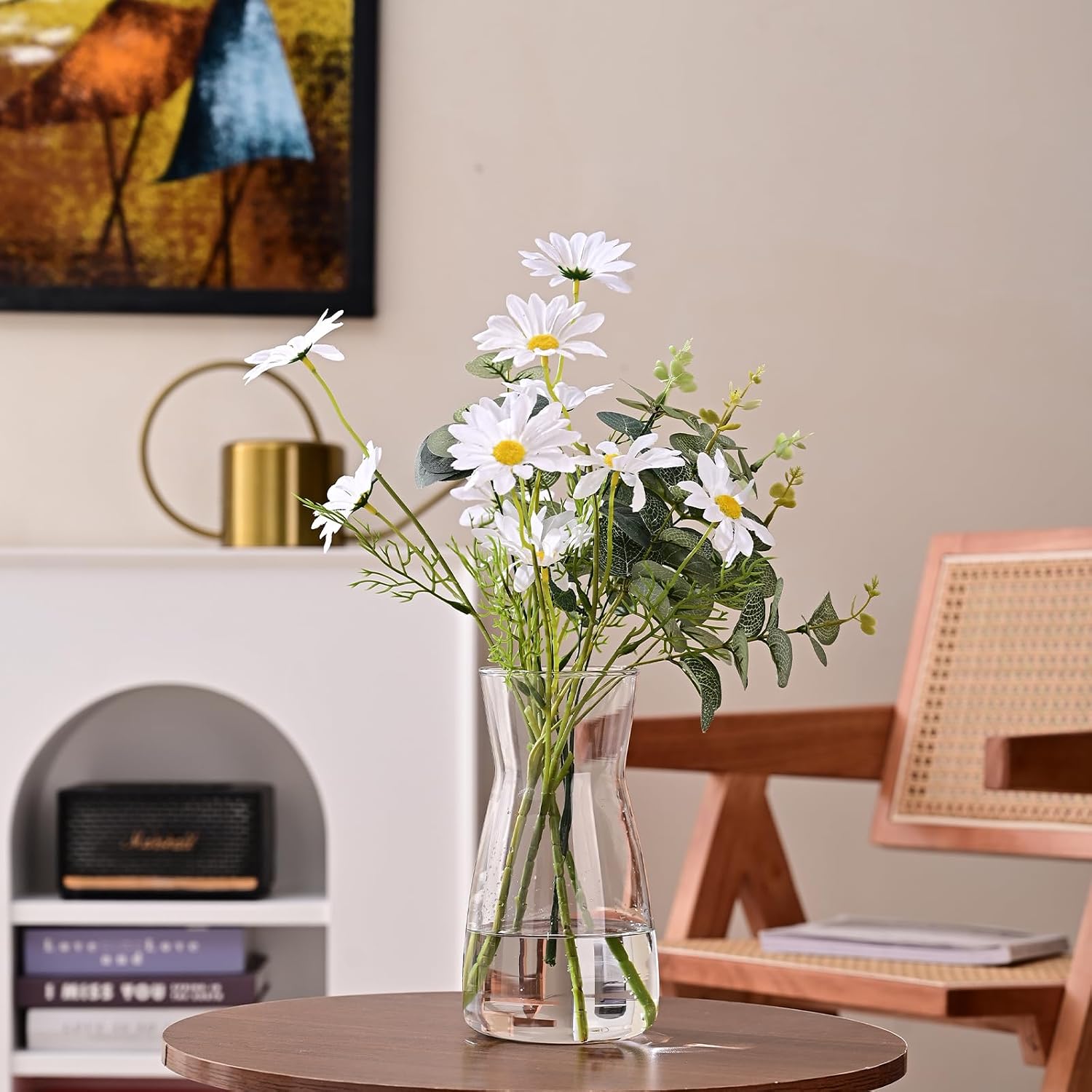 8 Inch Clear Glass Vase for Flowers, Modern Boho Table Decor - Image 4