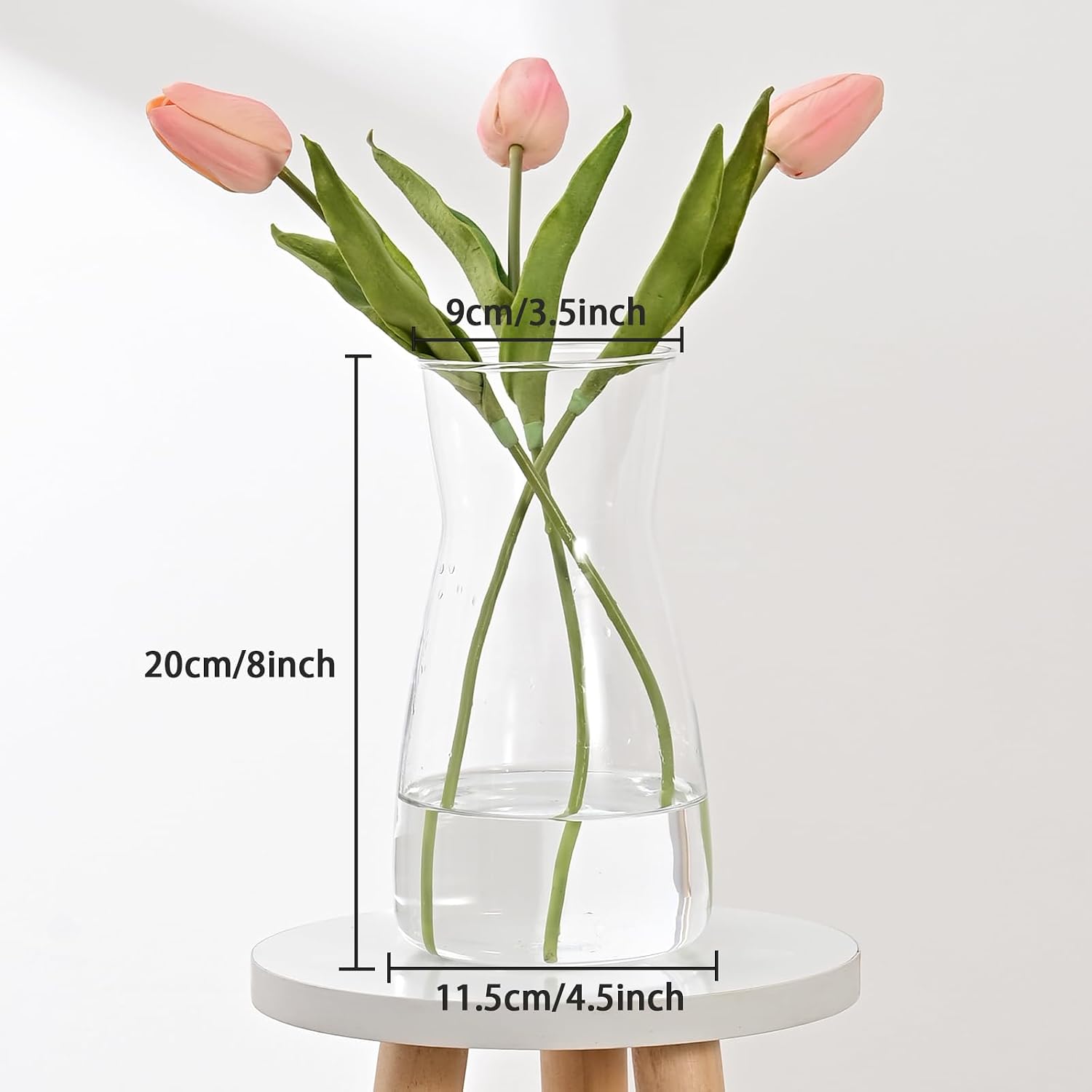 8 Inch Clear Glass Vase for Flowers, Modern Boho Table Decor - Image 5